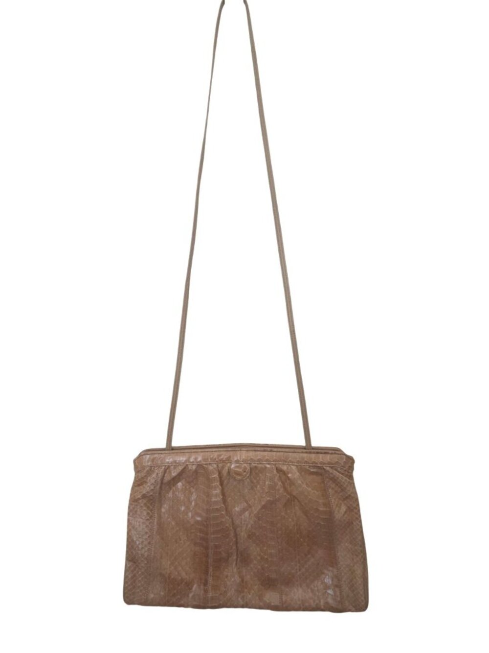 Vintage Palizzio Tan Snakeskin Leather Shoulder Crossbody Clutch Bag Purse